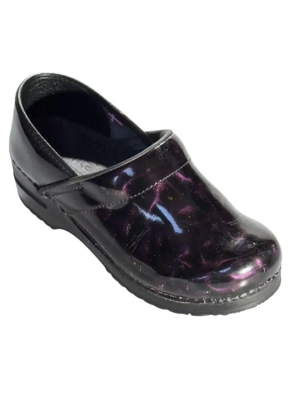 Sanita Professional Women's Purple Satin Patent Clogs Size 38